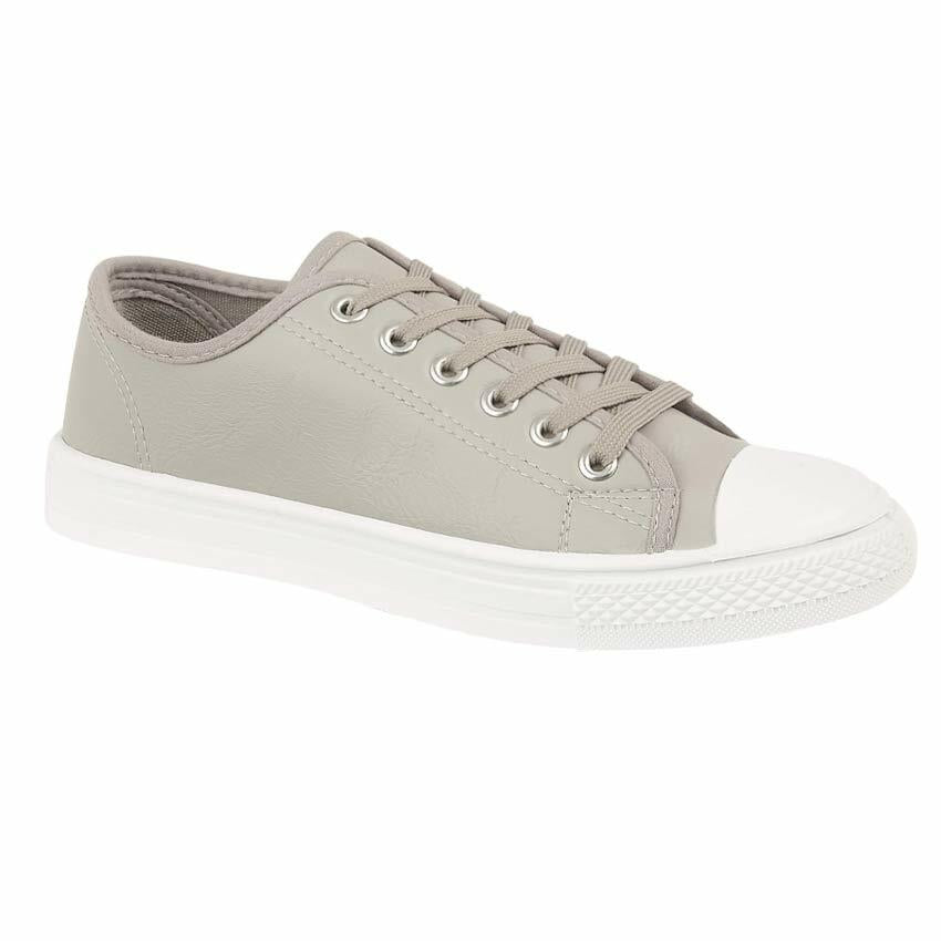 Ladies Lace up Casual Retro Faux Leather Deck Plimsolls Gym Trainers Pumps Shoes