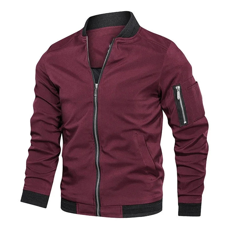 Spring Autumn Men'S Bomber Jacket Casual Lightweight Jacket for Men Sports Windbreaker Zip up Coat with Pockets Clothing
