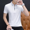 Summer Fashion 2026 Mens Tshirts Summer Cotton T Shirt Men Short Sleeve Turn-Down Collar Korean Style Men T Shirt