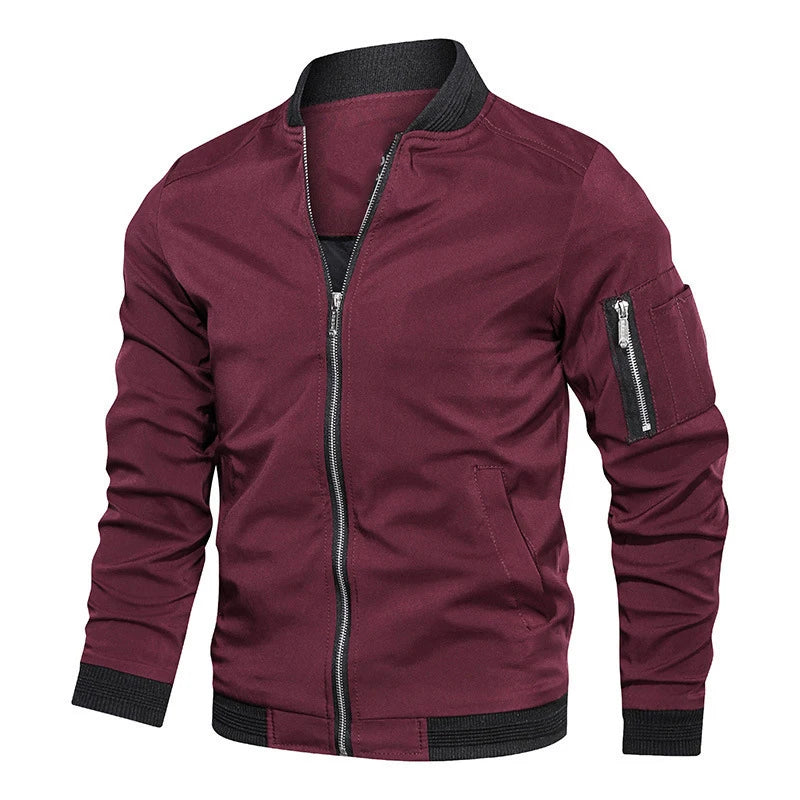 Spring Autumn Men'S Bomber Jacket Casual Lightweight Jacket for Men Sports Windbreaker Zip up Coat with Pockets Clothing