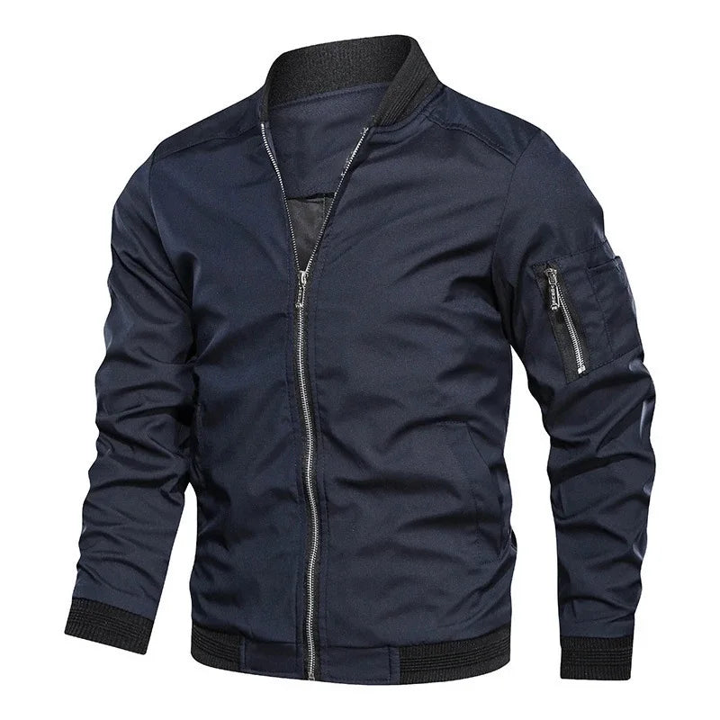 Spring Autumn Men'S Bomber Jacket Casual Lightweight Jacket for Men Sports Windbreaker Zip up Coat with Pockets Clothing