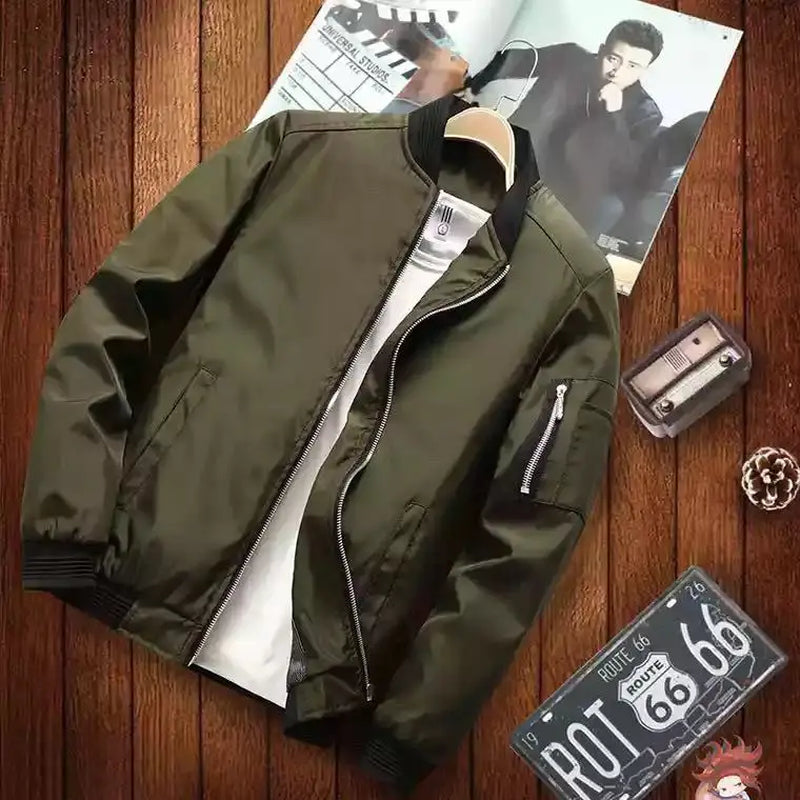 Spring Autumn Men'S Bomber Jacket Casual Lightweight Jacket for Men Sports Windbreaker Zip up Coat with Pockets Clothing