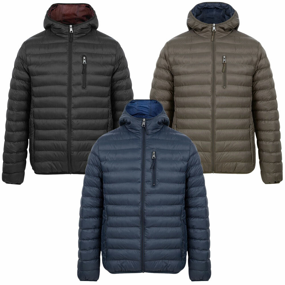 Tokyo Laundry Puffer Jacket Mens Hooded Quilted Coat Warm Winter Zip Pockets