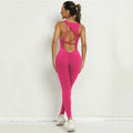 Yoga Jumpsuit V-Shaped Back Design Sleeveless Fitness Running Sportswear Stretch Tights Pants for Womens Clothing