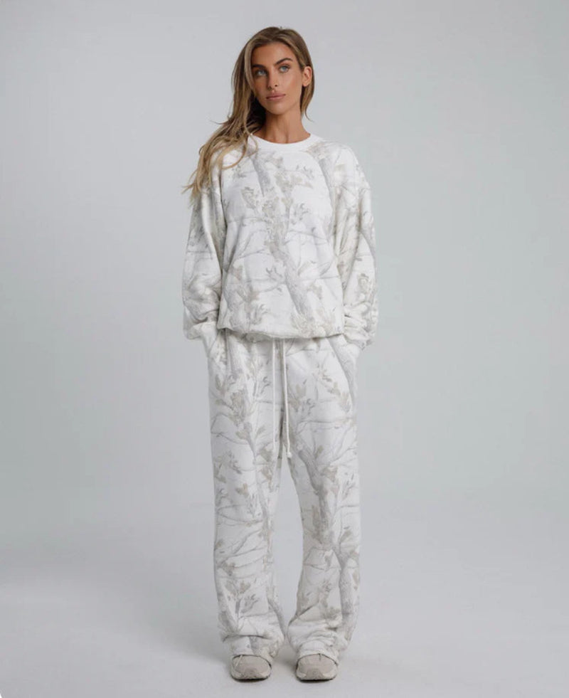 Autumn Winter Two Piece Sets Women Camouflage Hoodie Maple Leaf Print Sweatshirt Suit Sports Hoodie Sportswear